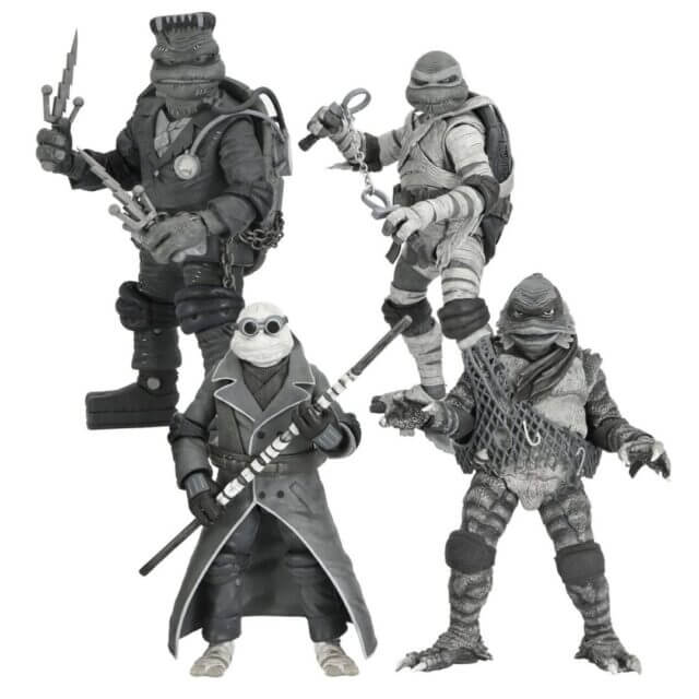 Universal Monster X Teenage Mutant Ninja Turtles Black and White 4 Pack by NECA