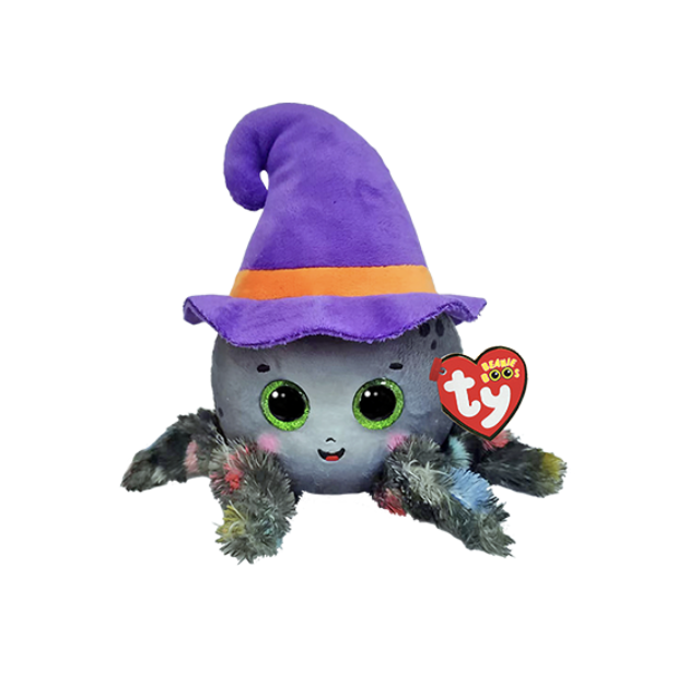 Ty Beanie Boos Weaver spider plush with a witch hat